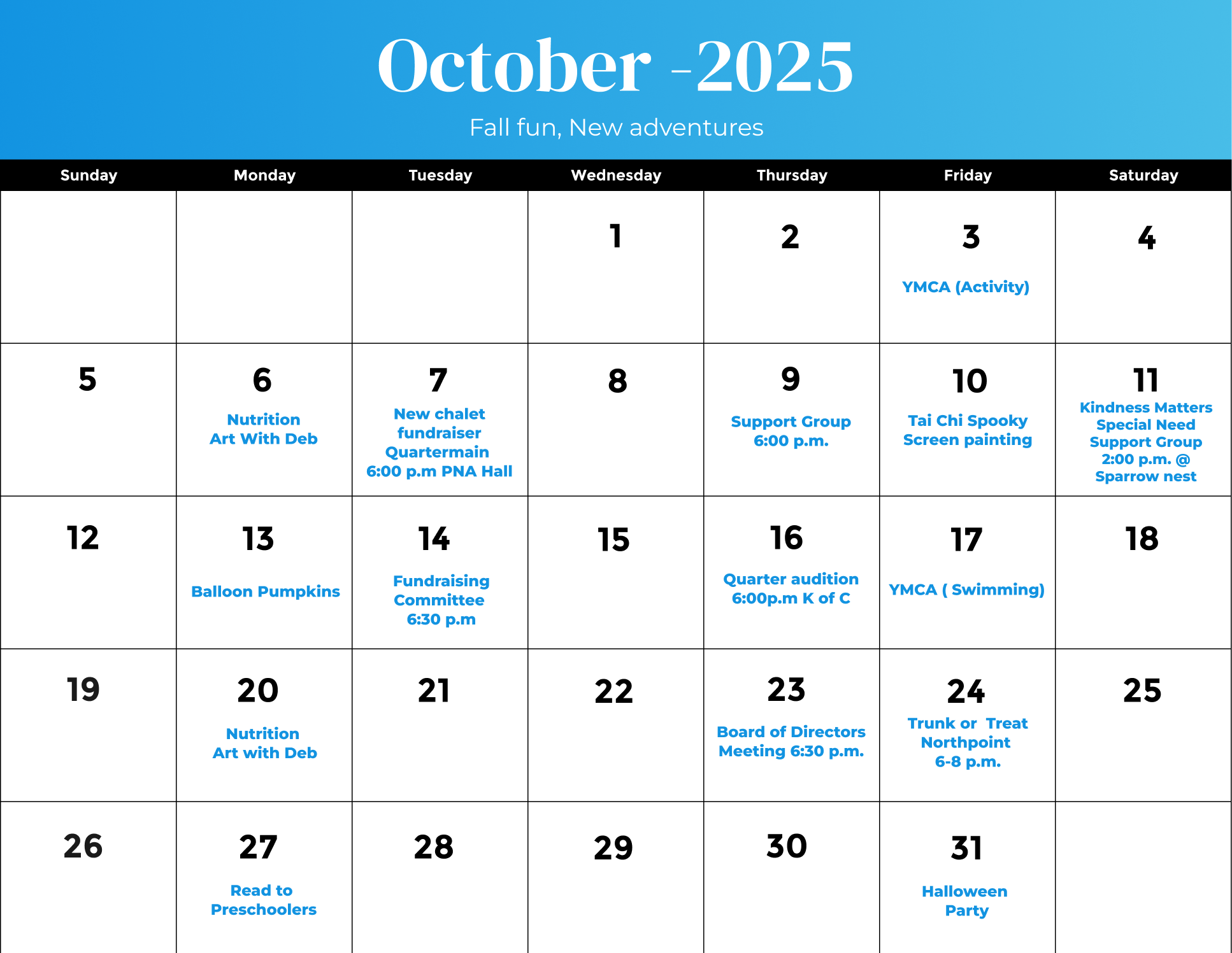October calendar