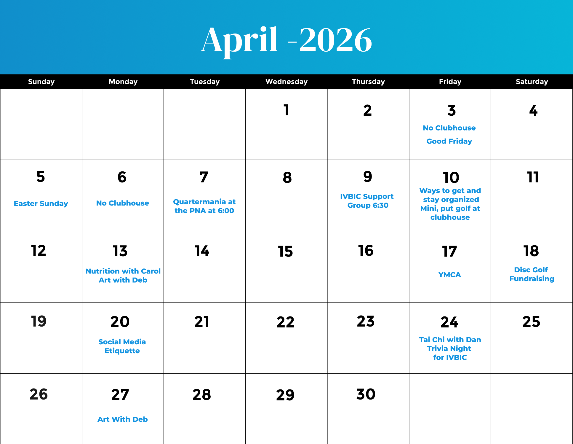 April 2026 Calendar